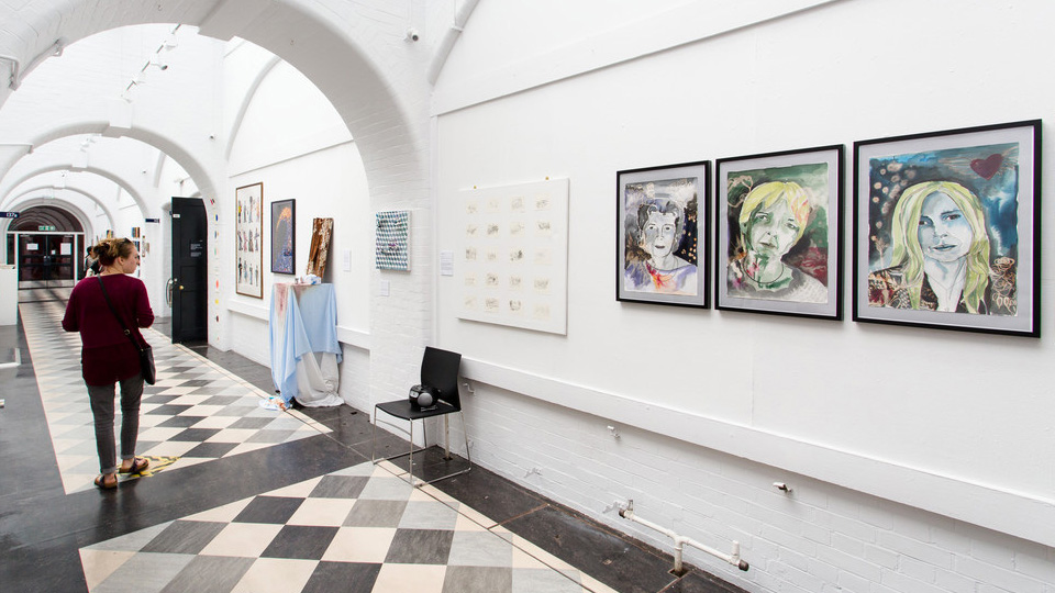 An exhibition in the Kingsway Corridor
