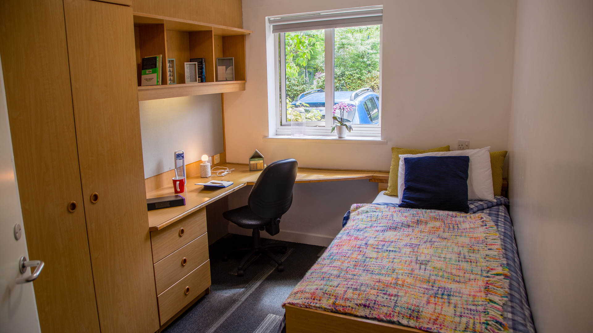 A bedroom inside Loring Hall